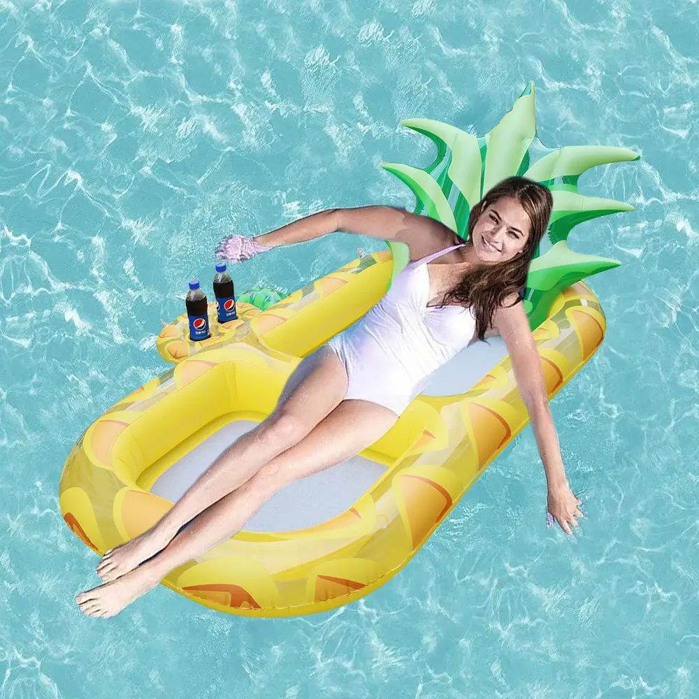 Giant Inflatable Pineapple Pool Lounger Float with Adjustable Backrest and Caddy - £31.98 GBP
