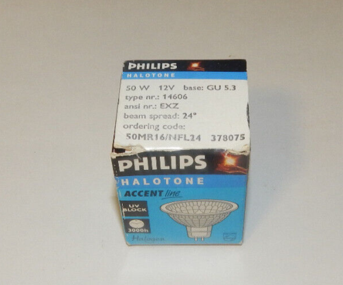 Philips Halatone 50w 12v MR16 Halogen Lamp Bulbs 50MR16/NFL24 Base GU5.3 - $4.88