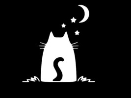 Cute Cat Stars And Moon Vinyl Decal Car Sticker Wall Truck Choose Size Color - $2.76+