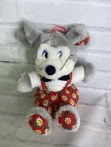 Vintage Nanco Mouse Plush Stuffed Animal Gray White with Floral Flowers Outfit - $31.99