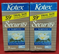 Vintage Kotex Security Tampons NOS Sealed 1998 Trial Size Lot of 2 - £11.65 GBP