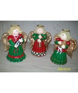 Wood Figurine Angel Girls 7 3/4&quot; Tall Figurine With Musical Instruments ... - £11.95 GBP