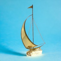 Curtis Jere Brass Sailboat on Stone Signed 1960s Sculpture Metal Brutalist 15” H - £45.88 GBP