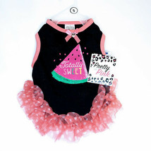 Simply Wag &quot;Totally Sweet&quot; Dog Apparel Shirt Pink Black Tutu Watermelon - $11.72