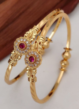 Gold Plated Indian Women Bollywood Style Bangle Bracelet CZ Kada Jewelry Set - £22.64 GBP