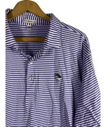 Peter Millar Polo Shirt XL Purple &amp; White Stripe Knit Short Sleeve Cotto... - £36.43 GBP