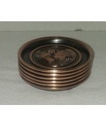 Vintage Hyde Park Laclede Ornate Embossed World Copper Coasters - Set Of 6 - $26.96