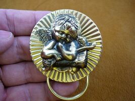 (E-570) Cupid cherub with bow arrows brass Eyeglass pin pendant ID badge... - €14,31 EUR