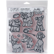 Tim Holtz Cling Stamps 7&quot;X8.5&quot;-Crazy Dogs - $476.74 MXN