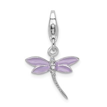 Sterling Silver Enameled Dragonfly Lobster Clasp Charm Jewerly 26mm x 16mm - £21.62 GBP
