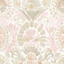 Tempaper Pink Bohemia Damask Removable Peel And Stick Wallpaper,, Wandering Rose - £37.86 GBP