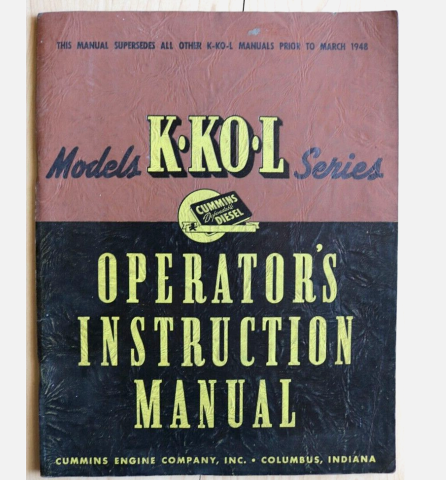 1948 Cummins Model K KBL Operator Series Manual Instruction 6147-c-
show orig... - £15.12 GBP