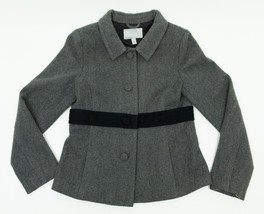 Old Navy Gray Button-Up Wool Blend Collared Lined Womens Grey Peacoat Size Large - $8.72