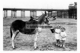 pt7264 - Blackpool , Donkey &amp; Children on beach , Lancashire - print 6x4 - $56.15 MXN