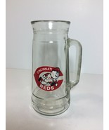 Vintage Cincinnati Reds 7&quot; Clear Glass Stein Mug Cup - £6.06 GBP