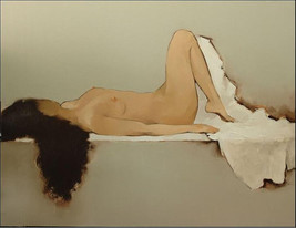 Nude resting, 24” X 33” original oil painting by Binh - $299.00