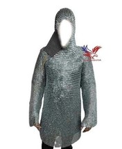 Chainmail shirt 9mm Flat Riveted With Washer free Coif gift item - £251.78 GBP