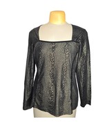 Tribal Womens XL Top Stretch Black Gold Long Sleeve Faux Snakeskin Patte... - $321.67 MXN