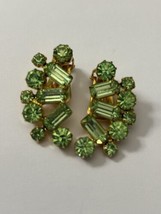 Vintage Kramer Uranium Glass Clip On Earrings GLOWS!!! - £37.59 GBP