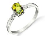 Galaxy Gold GG 14K Solid White Gold Natural Diamond and Peridot Oval Rin... - $751.40