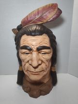 Vintage Yozie 1976 Native American Indian Head Bust Sculpture 15" Signed - $98.99