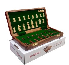 Chess Board Set Wooden 10 x 10 inch Magnetic Coins Handcrafted Foldable ... - $74.24
