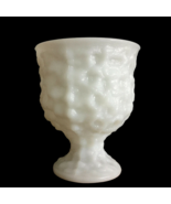 Vintage White Milk Glass Decorative Pedestal Vase Textured Art Deco Design - $42.66 CAD