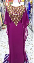 New Farasha Moroccan Dress Fancy Stylish Wine Gown Abaya Kaftan Maxi Dub... - $69.00