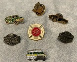 FIRE DEPARTMENT THEMED BACKPACK HAT TIE TACK APRON DECORATIVE PIN SET OF 7 - $6.88
