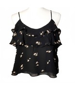 Zara Trafaluc Black Flower Crop Cami Small 0086 - $16.08 CAD