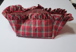 Longaberger Small Basket Liner Christmas Plaid Tidings Red Green - £8.95 GBP