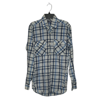 Levi&#39;s Shirt Size Small Regular Fit Blue White Plaid Mens Cotton Blend W... - £15.52 GBP
