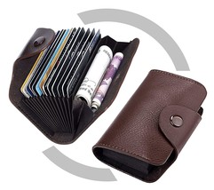 12 Slots Leather Credit Card Holder Wallet for Men &amp; Women (10.5 x 7.5 x 2.6 cm - £36.59 GBP