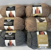 Loops &amp; Threads Impeccable Yarn 268 yds ea. Skein 100% Acrylic Lot 6 gray Taupe - £18.75 GBP