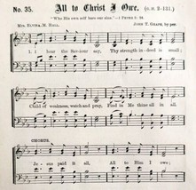 1883 Gospel Hymn All To Christ I Owe Sheet Music Victorian Religious ADB... - $14.99