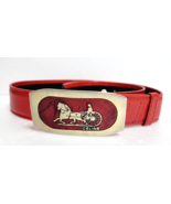 Vintage Authentic CELINE Buckle Belt Red Leather Old Rare - £134.85 GBP