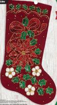 DIY Bucilla Glitzy Poinsettia Christmas Flower Holiday Felt Stocking Kit... - $32.95