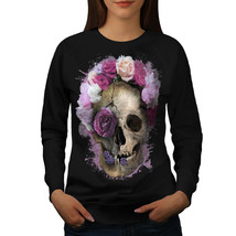 Wellcoda Skull Flower Rose Womens Sweatshirt, Angel Head Casual Pullover Jumper - £22.44 GBP+