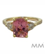 Pink Tourmaline and Diamond Ring 18K Pink Gold Size 6.50 - €3.456,12 EUR