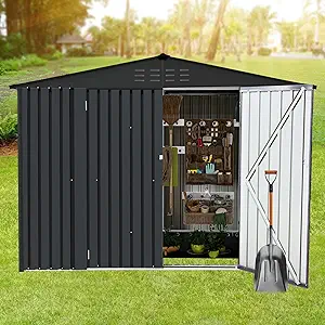 9.1Ftx4.2Ft Outdoor Storage Shed, Tool Garden Large Metal Sheds With Dou... - £448.32 GBP