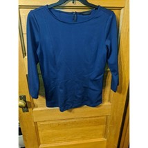 Investments Navy Blue Shirt Blouse Top Size M 3/4 Sleeve Womens - £10.16 GBP