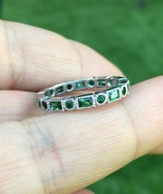 1.20Ct Emerald Cut Lab Created Green Emerald Wedding Band 14K White Gold Plated - £83.90 GBP