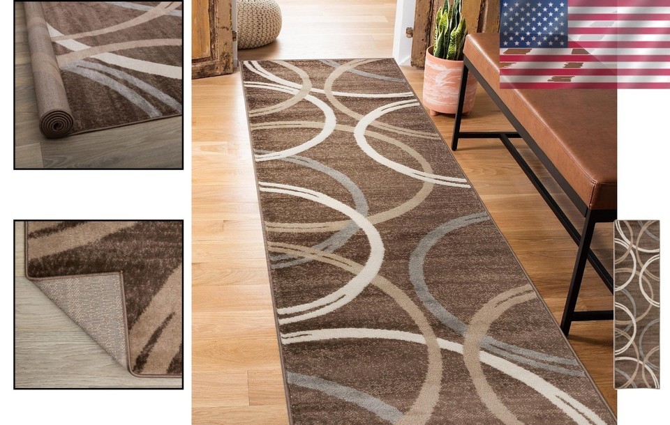 Luxurious 2' x 7' Wavy Circles Design Area Rug - Durable and Soft Polypropylene Item image 2