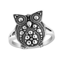 Ancient Dazzling Night Owl Sterling Silver Ring-9 - £17.07 GBP