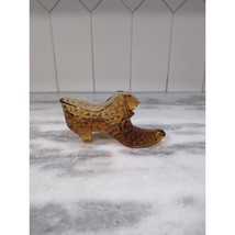 Fenton Hobnail Glass Amber Color Shoe, 6&quot; Length, Collectible Shoe, Home Decor - $11.88