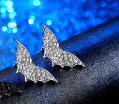 1/2ct Round Cubic Zirconia Flying Bat Design Stud Earrings 14k White Gold Plated - £70.34 GBP