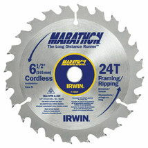 Circular Saw Blade, 6-1/2&#39;&#39; Dia, 24-Teeth, 5/8&#39;&#39; Arbor. Carbide -  IRWIN... - $16.82