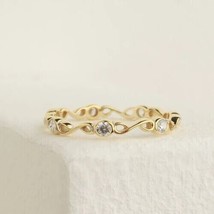 Gift 1/4CT Natural Moissanite Infinity Eternity Wedding Band in Yellow Gold Over - £52.79 GBP