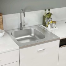 vidaXL Stainless Steel Kitchen Sink 23.6" Drainer Set - Silver Finish - $2,728.75 MXN