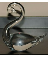 Swan Glass Paperweight Made in Italy Over 24%PbO Lead Crystal Clear Anim... - £19.74 GBP